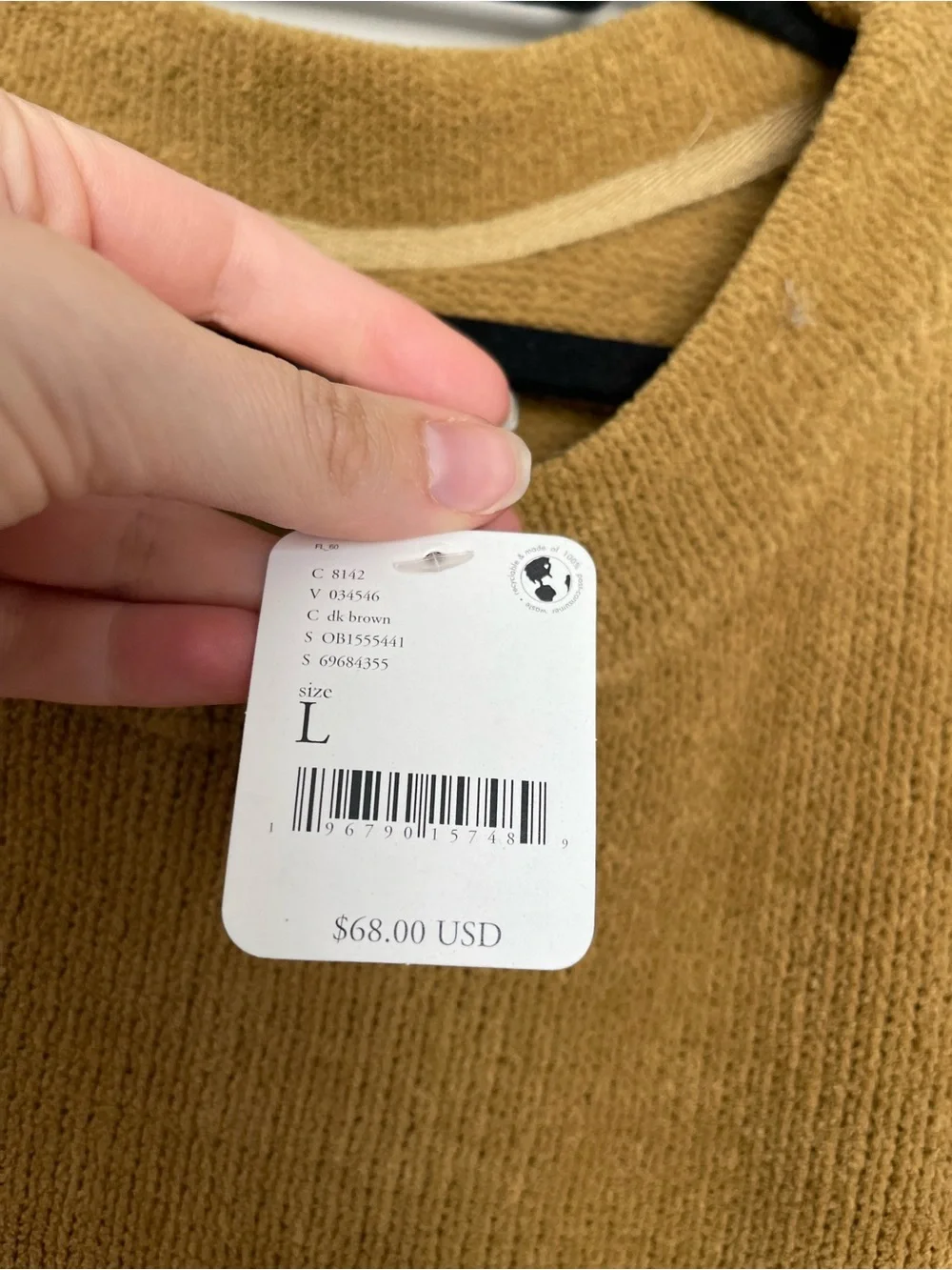 Free People Beach Crewneck Sweater in Mustard Brown